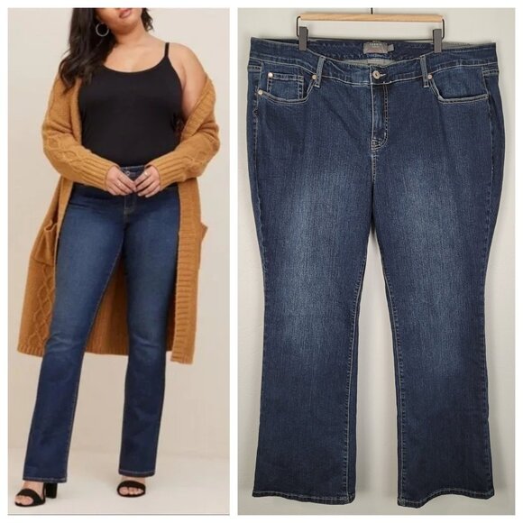Torrid Size 24S Mid Rise Slim Boot Jeans Vintage Stretch Blue NWT - Picture 1 of 12